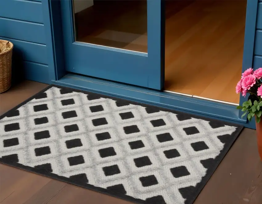 Black And White Indoor Outdoor Area Rug Photo 2