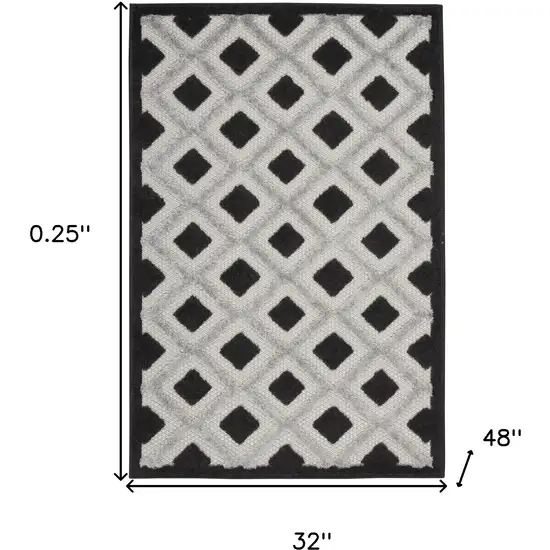 Black And White Gingham Non Skid Indoor Outdoor Area Rug Photo 5