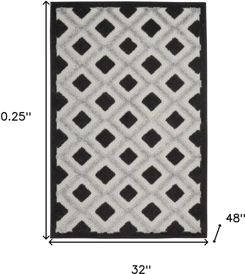 Black And White Gingham Non Skid Indoor Outdoor Area Rug Photo 5