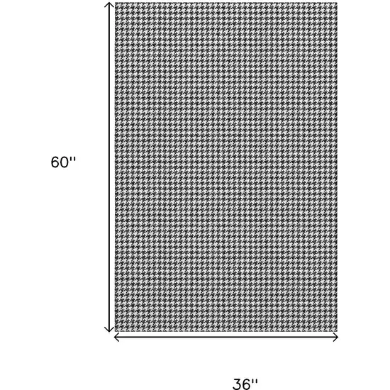 Black And White Houndstooth Washable Area Rug With UV Protection Photo 3