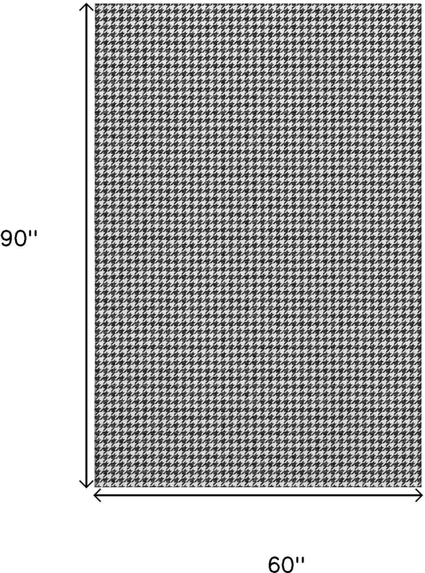 Black And White Houndstooth Washable Area Rug With UV Protection Photo 3