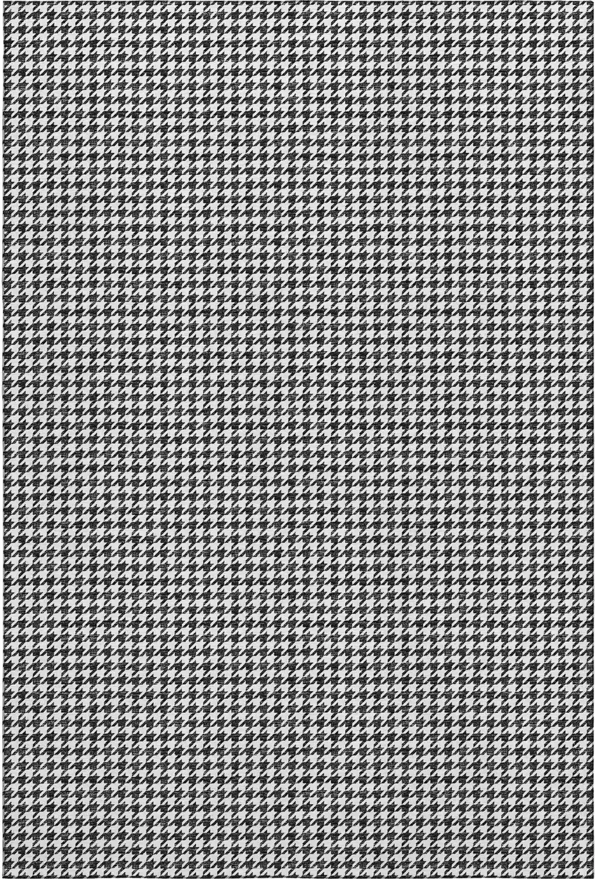 Black And White Houndstooth Washable Area Rug With UV Protection Photo 2
