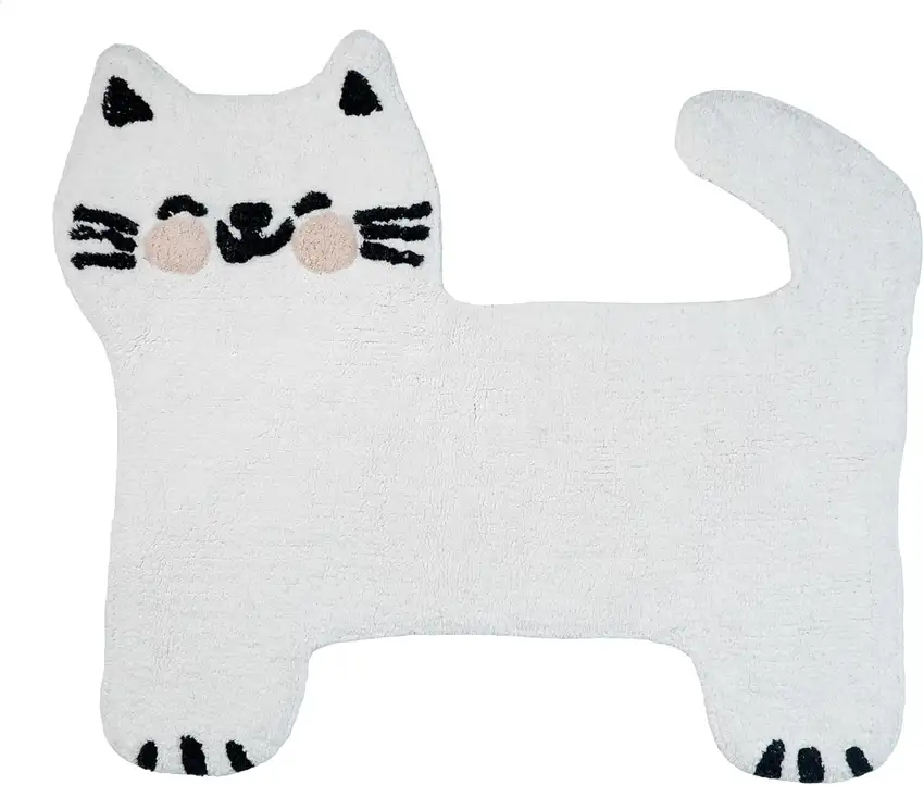 Black And White Kitty Cat Youthful Washable Area Rug Photo 1