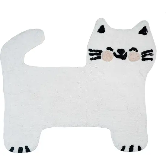 Black And White Kitty Cat Youthful Washable Area Rug Photo 3