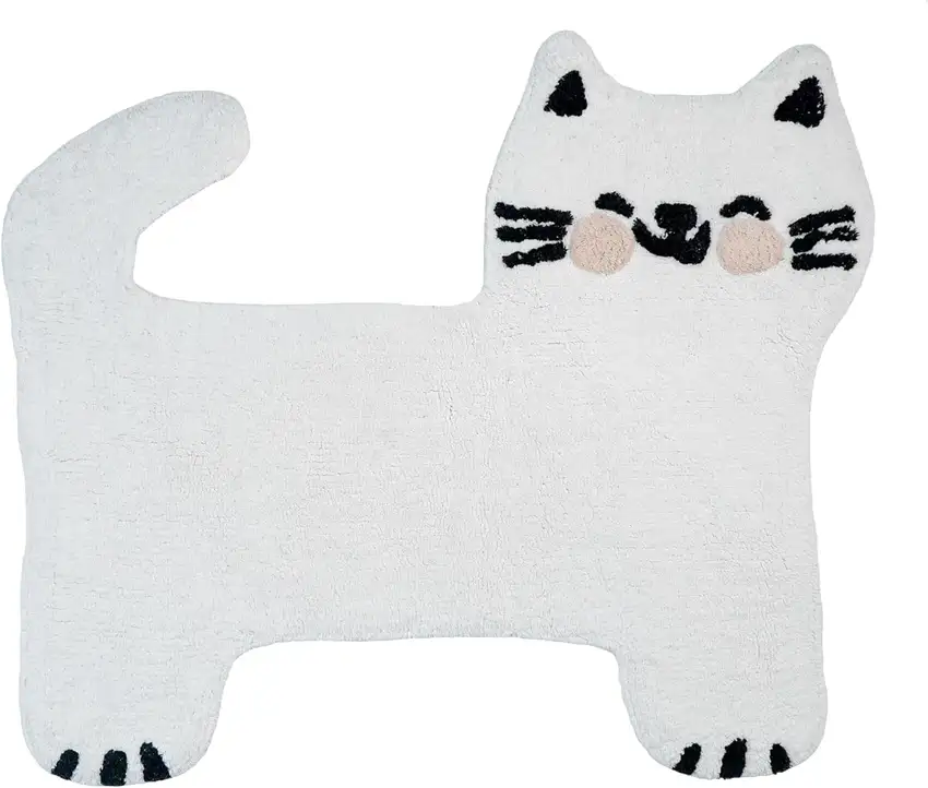 Black And White Kitty Cat Youthful Washable Area Rug Photo 3