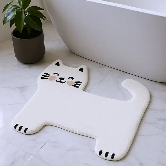 Black And White Kitty Cat Youthful Washable Area Rug Photo 2