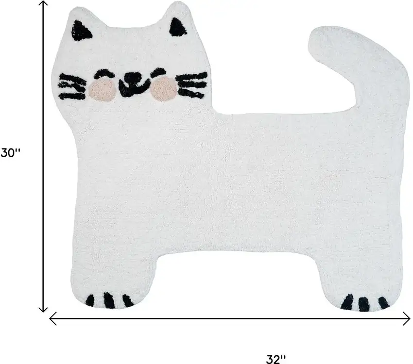 Black And White Kitty Cat Youthful Washable Area Rug Photo 5