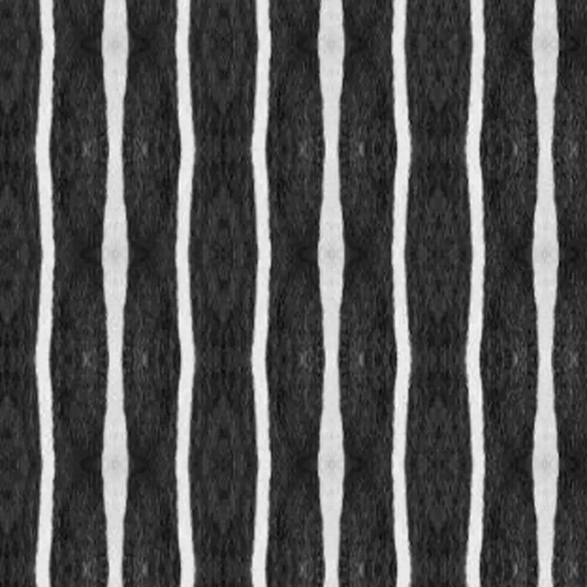 Black And White Modern Stripe Printed Vinyl Area Rug with UV Protection Photo 7