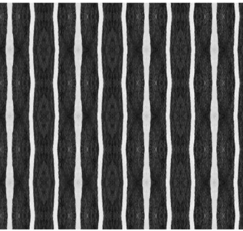 Black And White Modern Stripe Printed Vinyl Area Rug with UV Protection Photo 3