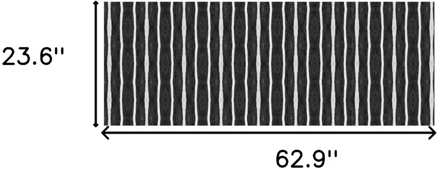 Black And White Modern Stripe Printed Vinyl Area Rug with UV Protection Photo 6