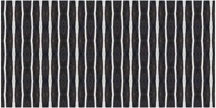 Black And White Modern Stripe Printed Vinyl Area Rug with UV Protection Photo 4