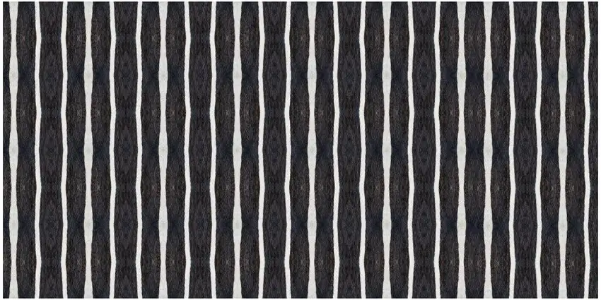 Black And White Modern Stripe Printed Vinyl Area Rug with UV Protection Photo 1