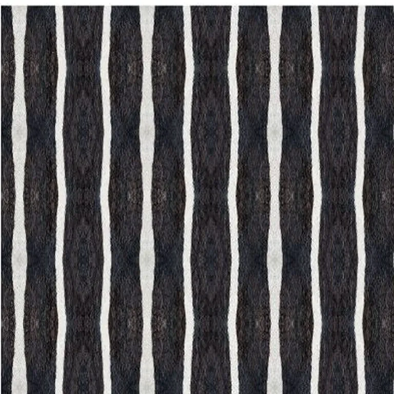 Black And White Modern Stripe Printed Vinyl Area Rug with UV Protection Photo 5