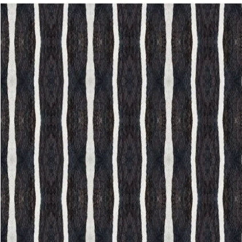Black And White Modern Stripe Printed Vinyl Area Rug with UV Protection Photo 6