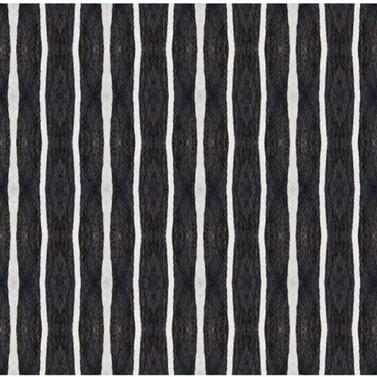 Black And White Modern Stripe Printed Vinyl Area Rug with UV Protection Photo 3
