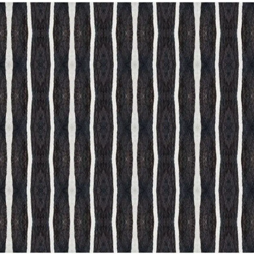 Black And White Modern Stripe Printed Vinyl Area Rug with UV Protection Photo 3