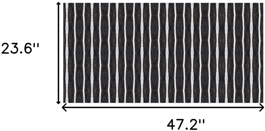 Black And White Modern Stripe Printed Vinyl Area Rug with UV Protection Photo 7