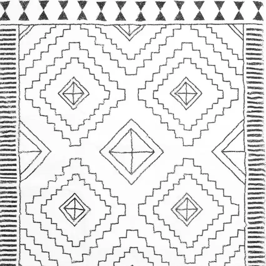 Black And White Moroccan Washable Area Rug Photo 4