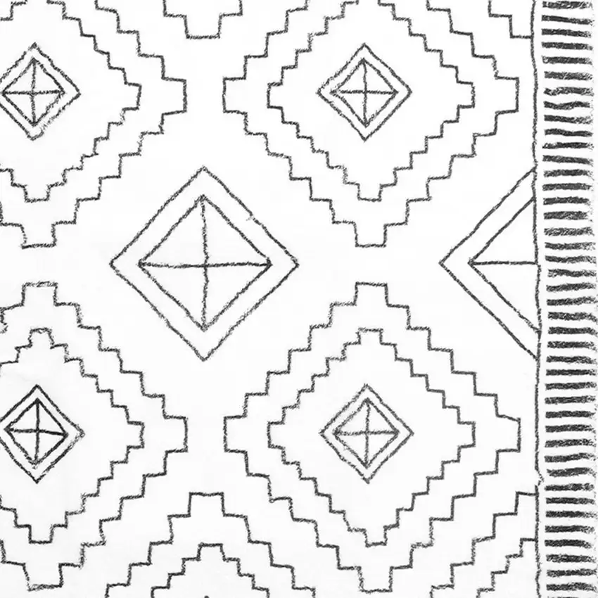 Black And White Moroccan Washable Area Rug Photo 3