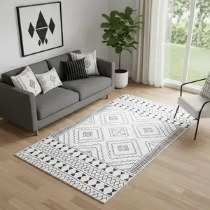 Photo of Black And White Moroccan Washable Area Rug