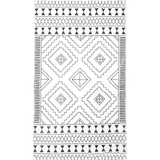 Black And White Moroccan Washable Area Rug Photo 3