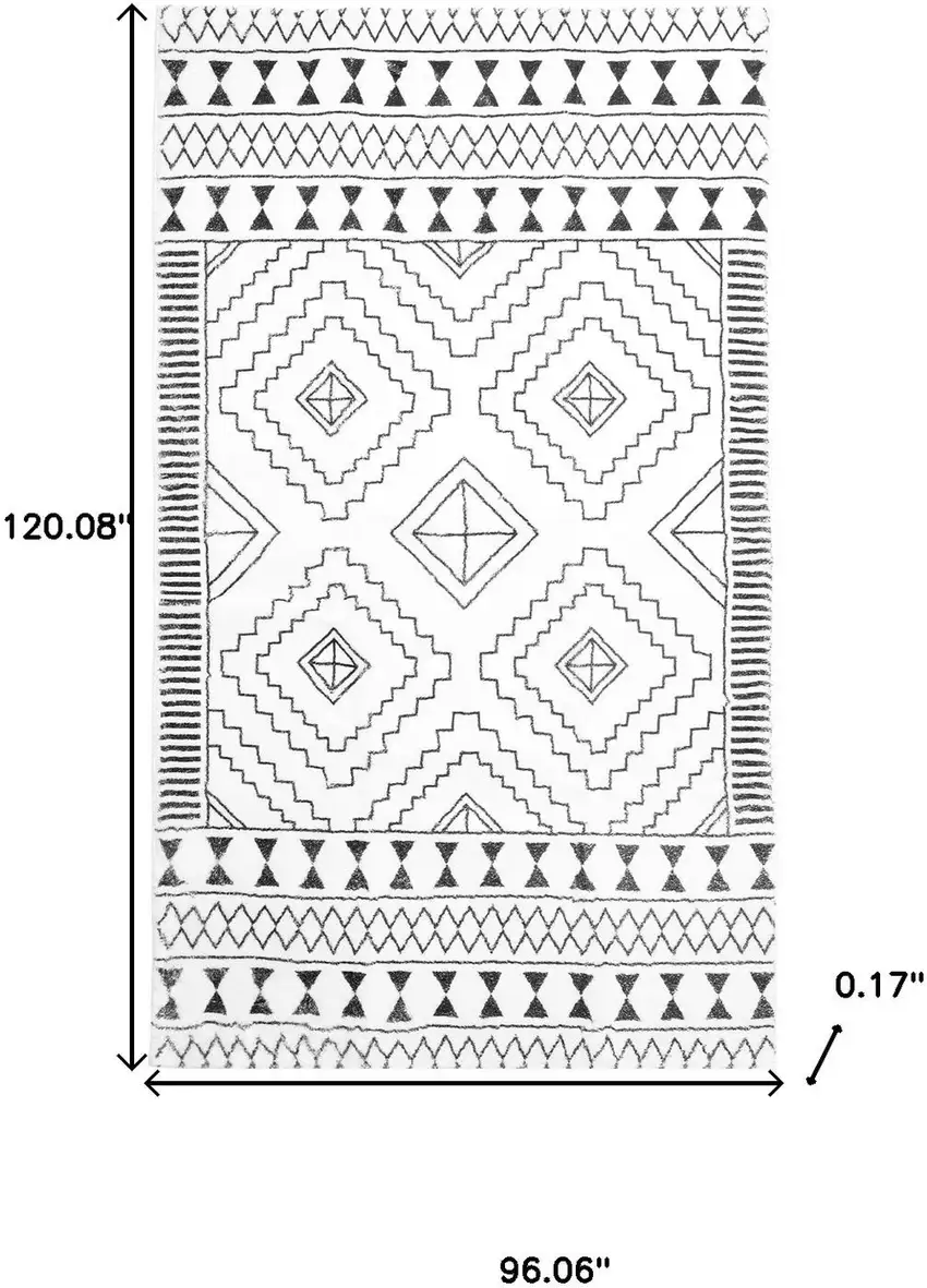 Black And White Moroccan Washable Area Rug Photo 9