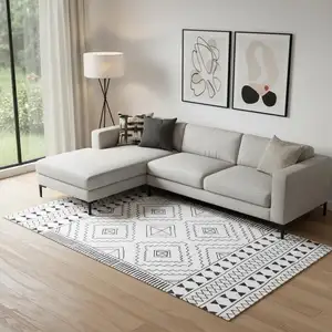 Photo of Black And White Moroccan Washable Area Rug