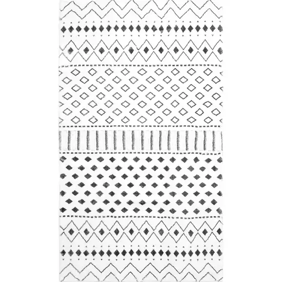 Black And White Moroccan Washable Area Rug Photo 2