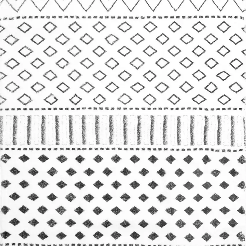 Black And White Moroccan Washable Area Rug Photo 3