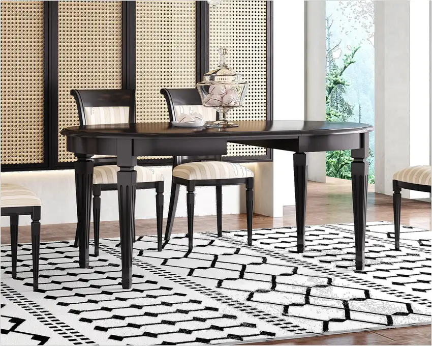 Black And White Moroccan Washable Area Rug Photo 6
