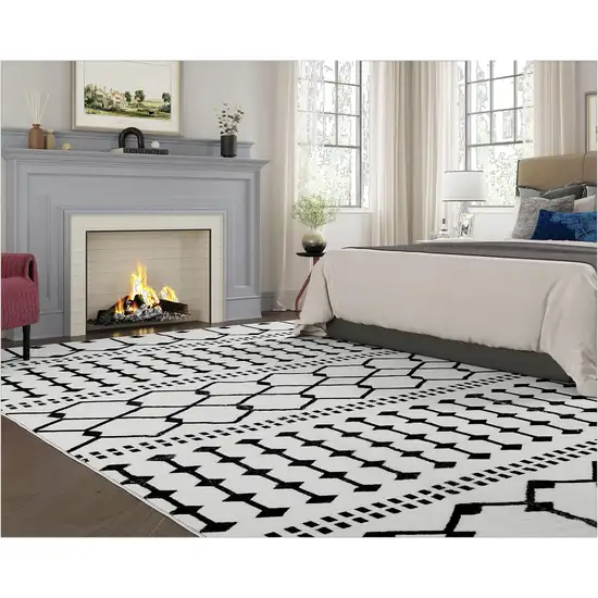 Black And White Moroccan Washable Area Rug Photo 9