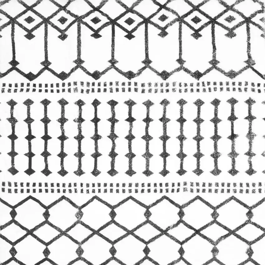 Black And White Moroccan Washable Area Rug Photo 4