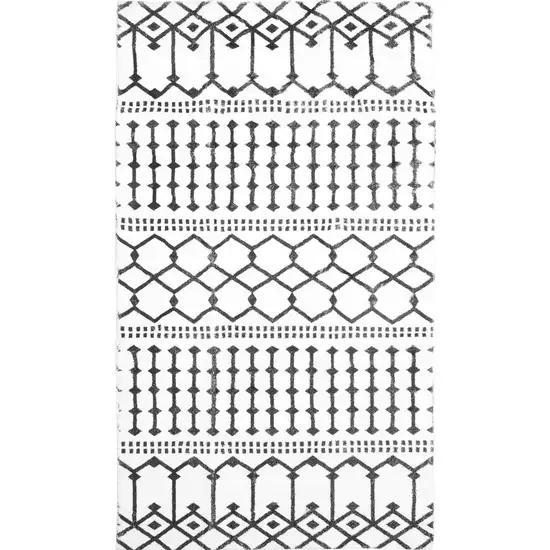 Black And White Moroccan Washable Area Rug Photo 2