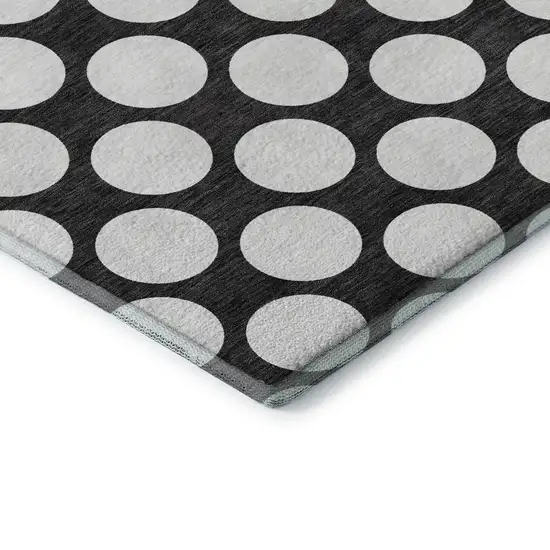 Black And White Polka Dot Washable Area Rug With UV Protection Photo 8