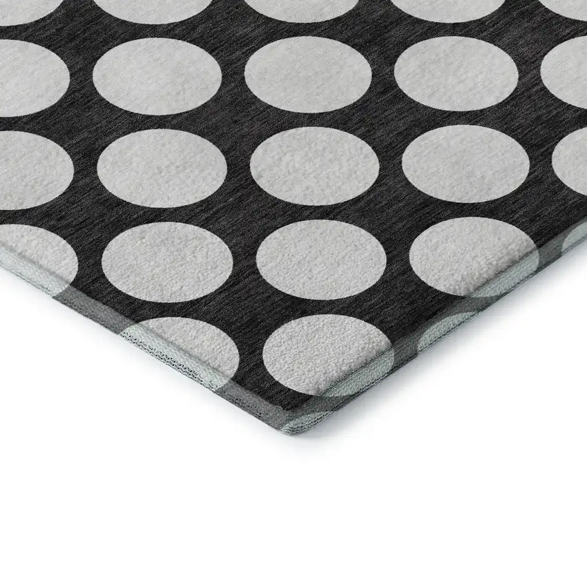 Black And White Polka Dot Washable Area Rug With UV Protection Photo 8