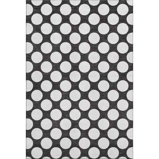 Black And White Polka Dot Washable Area Rug With UV Protection Photo 1