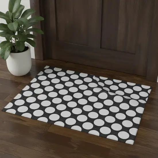 Black And White Polka Dot Washable Area Rug With UV Protection Photo 1