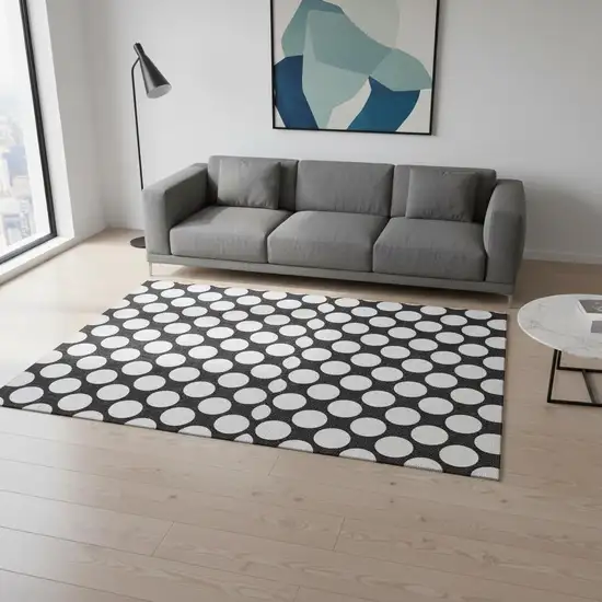 Black And White Polka Dot Washable Area Rug With UV Protection Photo 2