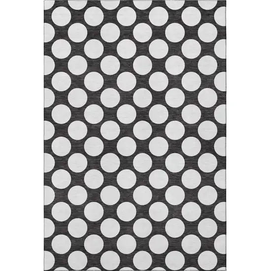 Black And White Polka Dot Washable Area Rug With UV Protection Photo 4