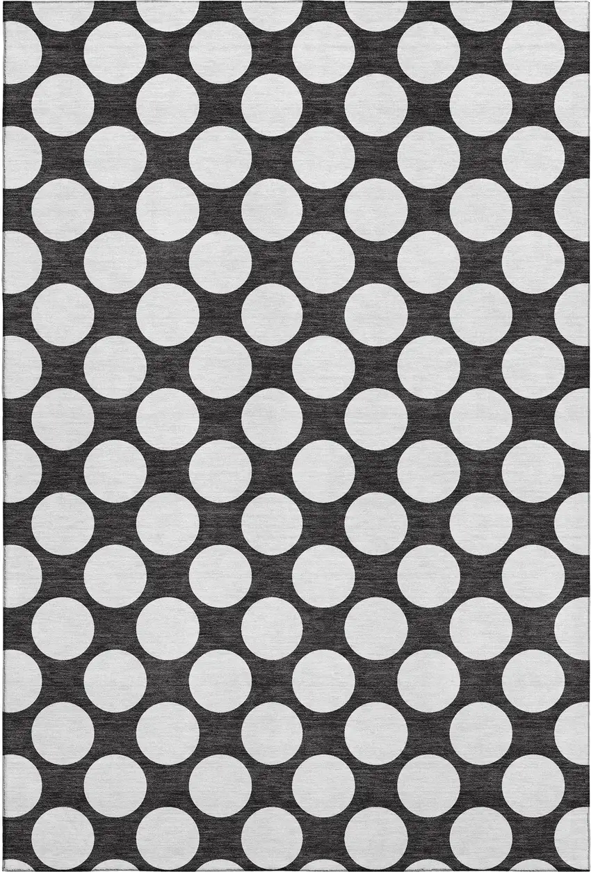 Black And White Polka Dot Washable Area Rug With UV Protection Photo 1