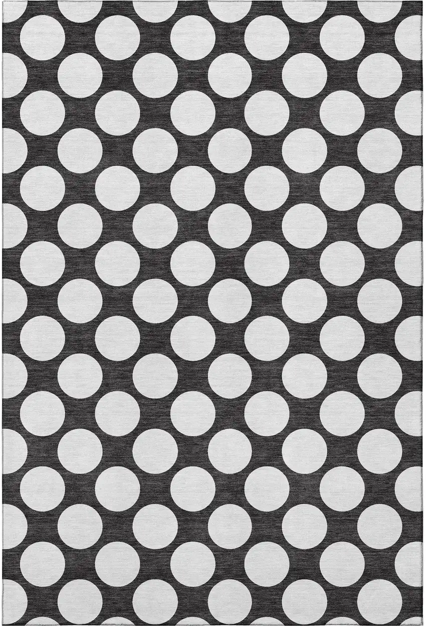 Black And White Polka Dot Washable Area Rug With UV Protection Photo 4