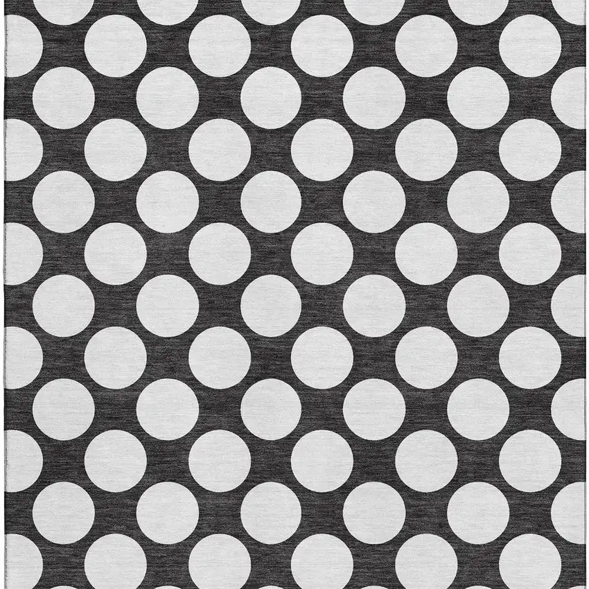 Black And White Polka Dot Washable Area Rug With UV Protection Photo 3