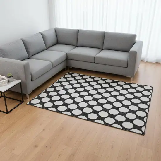 Black And White Polka Dot Washable Area Rug With UV Protection Photo 2