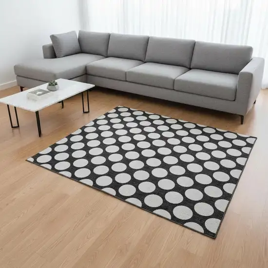 Black And White Polka Dot Washable Area Rug With UV Protection Photo 2