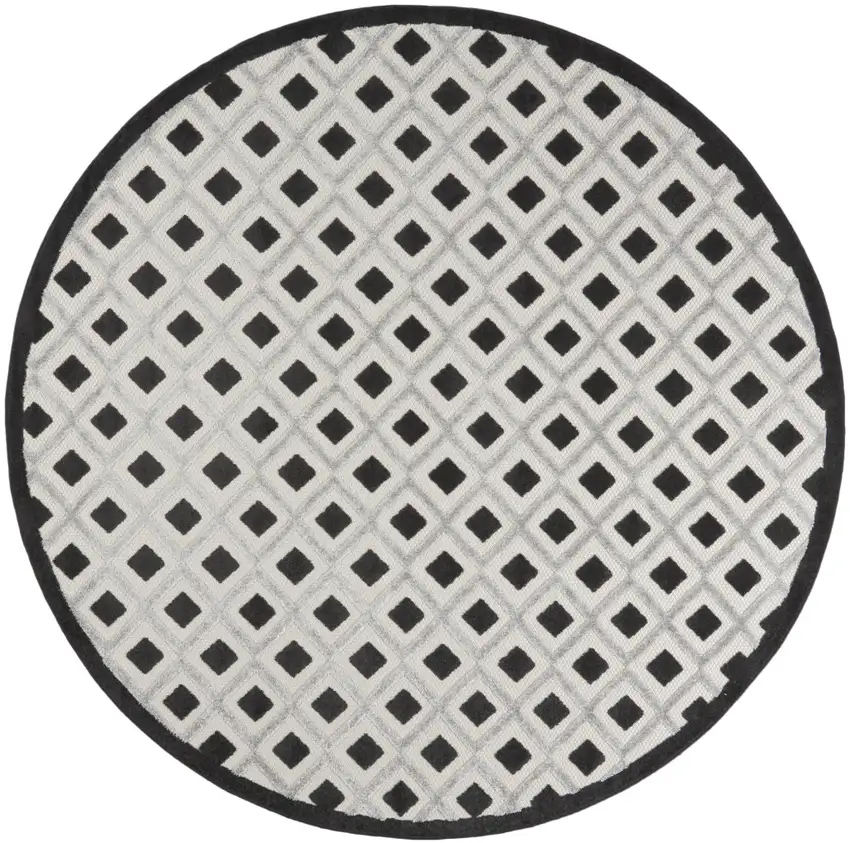 Black And White Round Indoor Outdoor Area Rug Photo 3