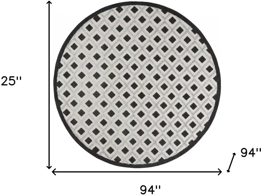 Black And White Round Gingham Non Skid Indoor Outdoor Area Rug Photo 5
