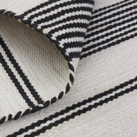 Black And White Striped Hand Woven Area Rug Photo 8