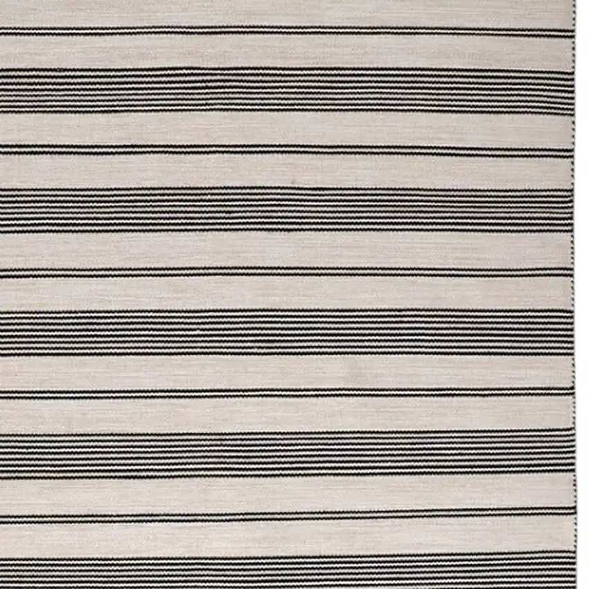 Black And White Striped Hand Woven Area Rug Photo 4