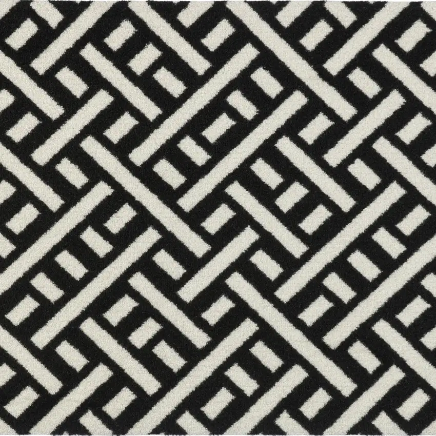 Black And White Trellis Washable Area Rug With UV Protection Photo 3