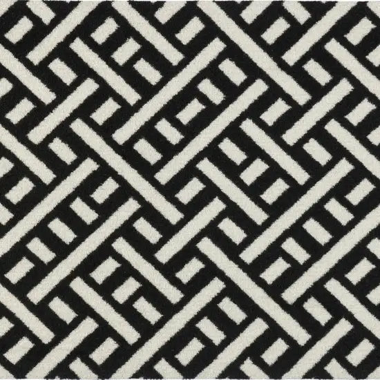 Black And White Trellis Washable Area Rug With UV Protection Photo 4